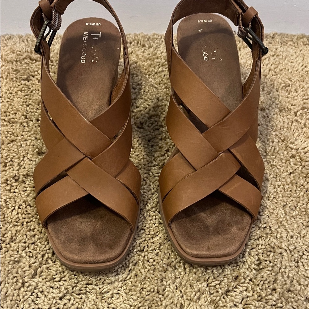 Toms Brown Wedge Sandals